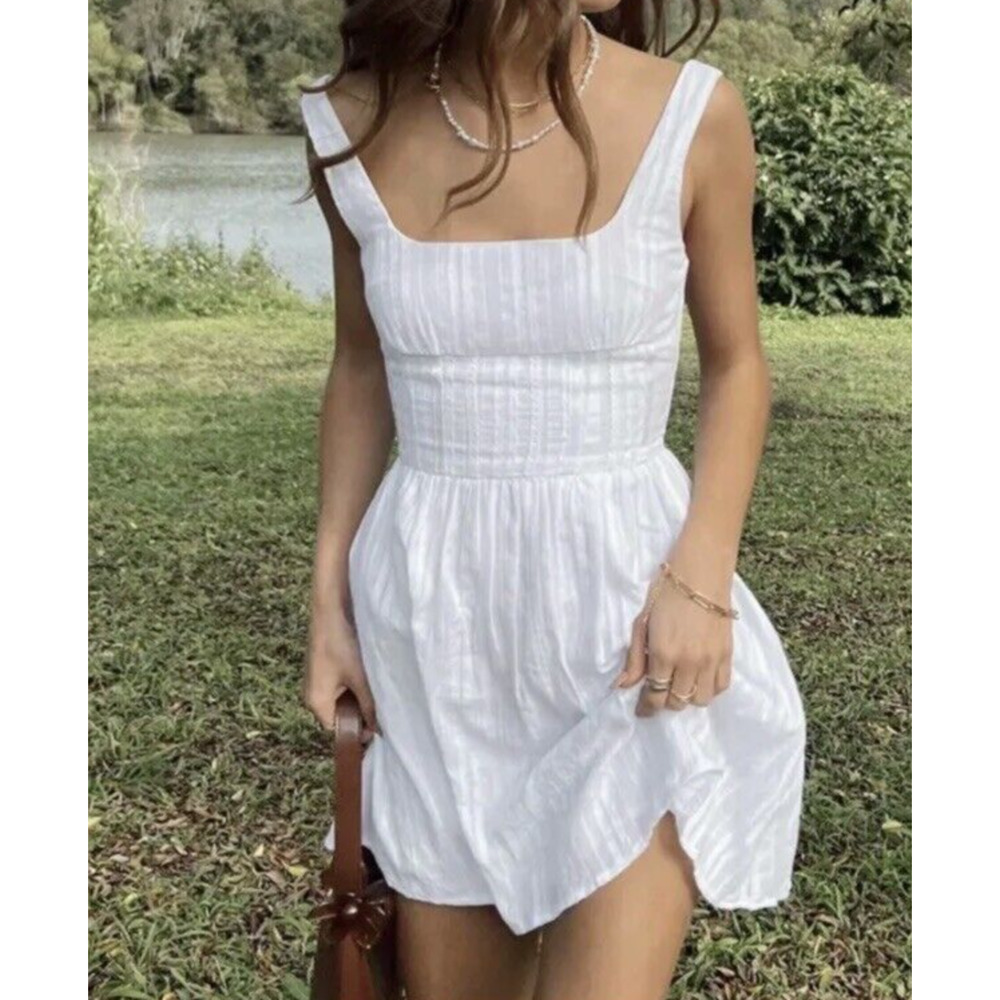 Princess Polly Dress Womens 6 White Cotton Sleeveless Lorinda Mini Fairycore